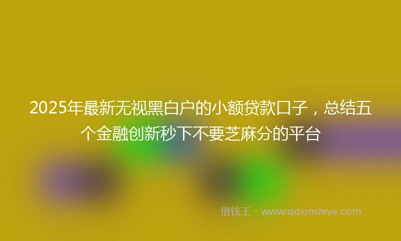 2025年最新无视黑白户的小额贷款口子，总结五个金融创新秒下不要芝麻分的平台
