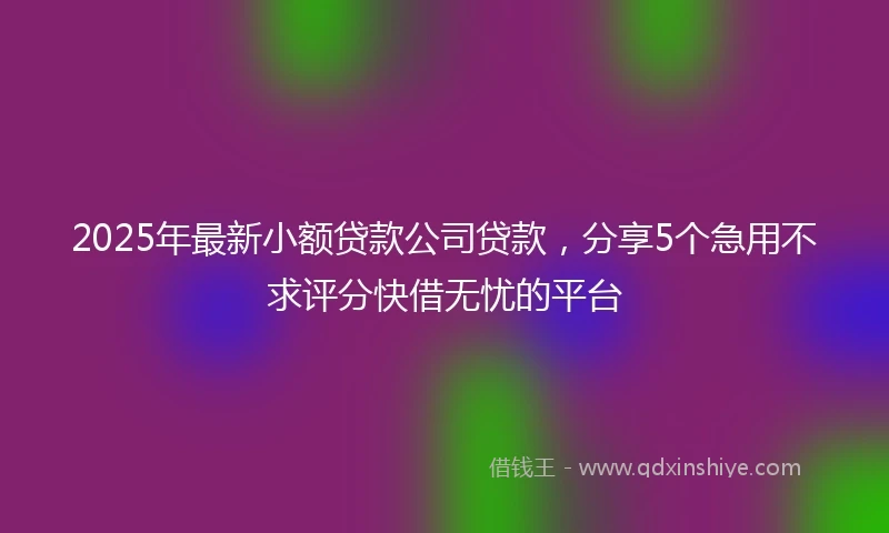 2025年最新小额贷款公司贷款，分享5个急用不求评分快借无忧的平台