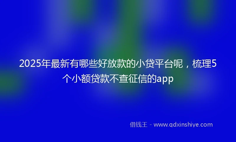 2025年最新有哪些好放款的小贷平台呢，梳理5个小额贷款不查征信的app