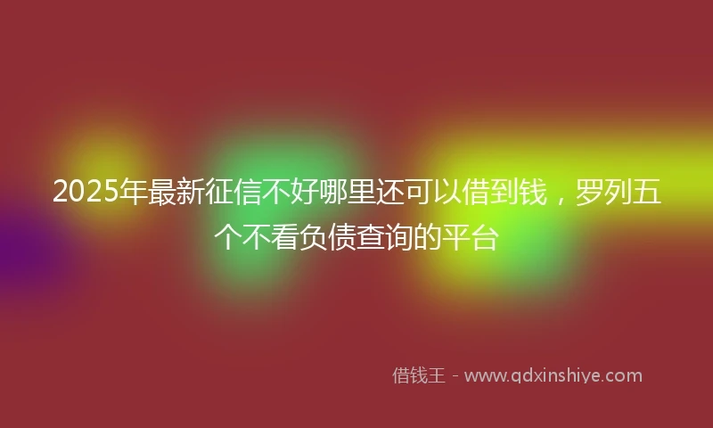 2025年最新征信不好哪里还可以借到钱,罗列五个不看负债查询的平台