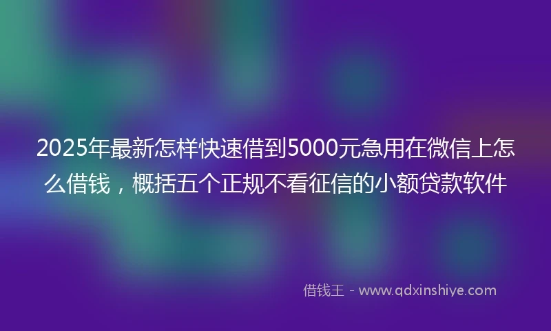 2025年最新怎样快速借到5000元急用在微信上怎么借钱，概括五个正规不看征信的小额贷款软件