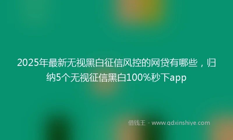 2025年最新无视黑白征信风控的网贷有哪些，归纳5个无视征信黑白100%秒下app