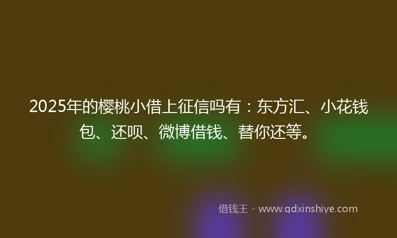 2025年的樱桃小借上征信吗有：东方汇、小花钱包、还呗、微博借钱、替你还等。