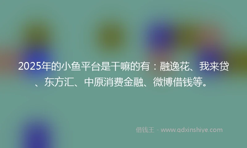 2025年的小鱼平台是干嘛的有：融逸花、我来贷、东方汇、中原消费金融、微博借钱等。