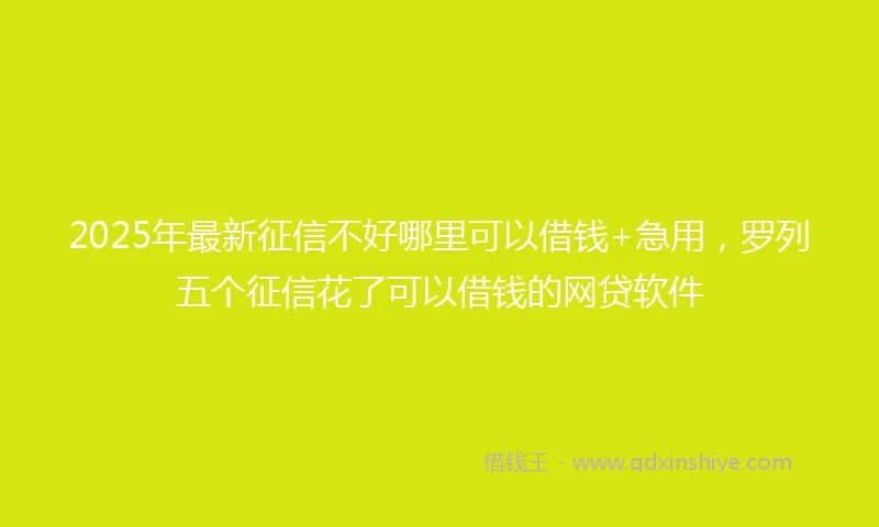 2025年最新征信不好哪里可以借钱+急用，罗列五个征信花了可以借钱的网贷软件