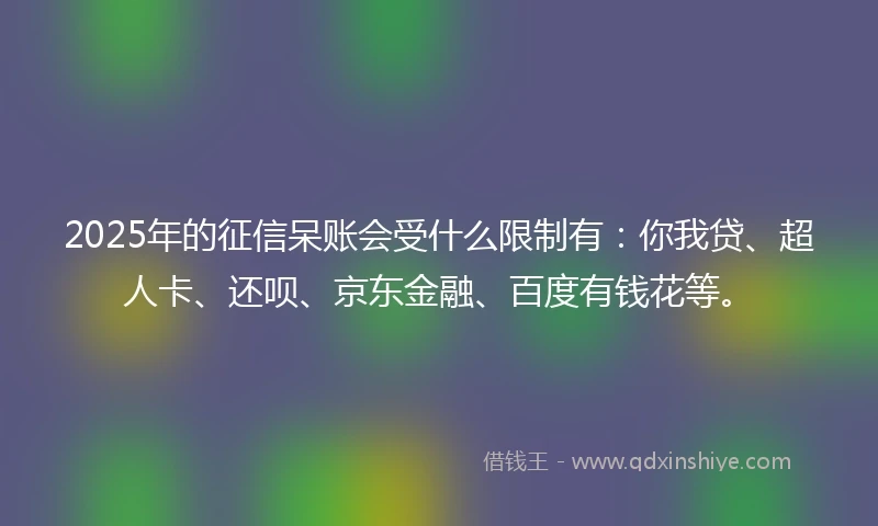 2025年的征信呆账会受什么限制有：你我贷、超人卡、还呗、京东金融、百度有钱花等。