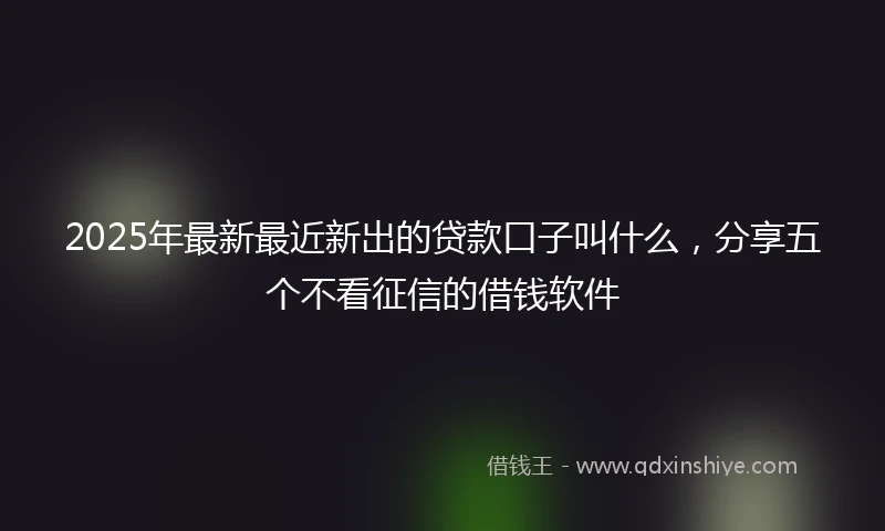 2025年最新最近新出的贷款口子叫什么，分享五个不看征信的借钱软件