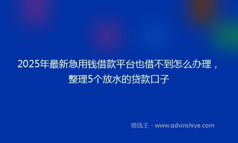 2025年最新急用钱借款平台也借不到怎么办理，整理5个放水的贷款口子