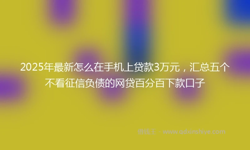 2025年最新怎么在手机上贷款3万元，汇总五个不看征信负债的网贷百分百下款口子