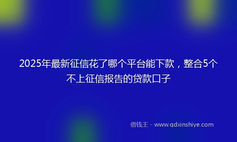 2025年最新征信花了哪个平台能下款，整合5个不上征信报告的贷款口子