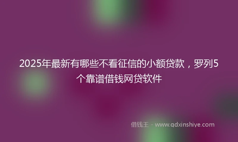 2025年最新有哪些不看征信的小额贷款，罗列5个靠谱借钱网贷软件