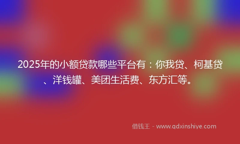 2025年的小额贷款哪些平台有：你我贷、柯基贷、洋钱罐、美团生活费、东方汇等。