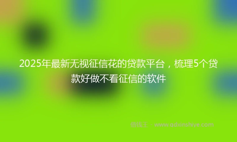 2025年最新无视征信花的贷款平台，梳理5个贷款好做不看征信的软件
