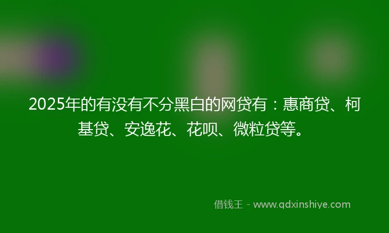 2025年的有没有不分黑白的网贷有：惠商贷、柯基贷、安逸花、花呗、微粒贷等。