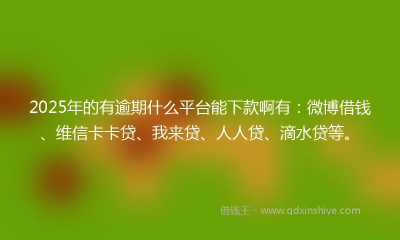 2025年的有逾期什么平台能下款啊有：微博借钱、维信卡卡贷、我来贷、人人贷、滴水贷等。
