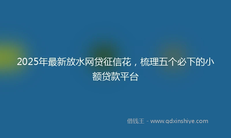 2025年最新放水网贷征信花，梳理五个必下的小额贷款平台