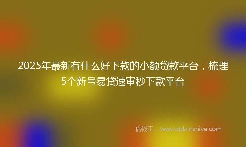 2025年最新有什么好下款的小额贷款平台，梳理5个新号易贷速审秒下款平台