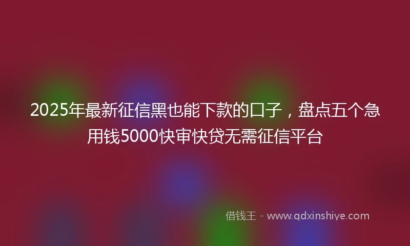 2025年最新征信黑也能下款的口子，盘点五个急用钱5000快审快贷无需征信平台