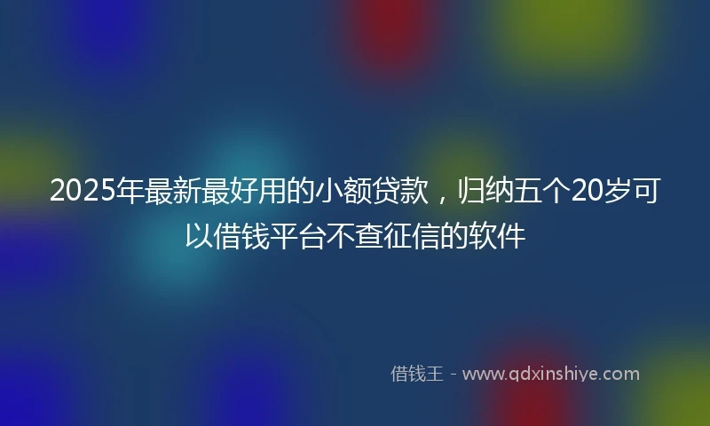2025年最新最好用的小额贷款，归纳五个20岁可以借钱平台不查征信的软件