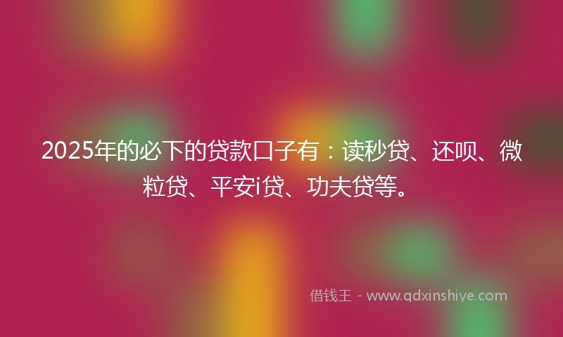 2025年的必下的贷款口子有：读秒贷、还呗、微粒贷、平安i贷、功夫贷等。
