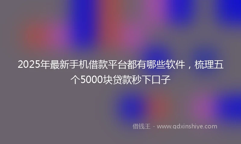2025年最新手机借款平台都有哪些软件，梳理五个5000块贷款秒下口子