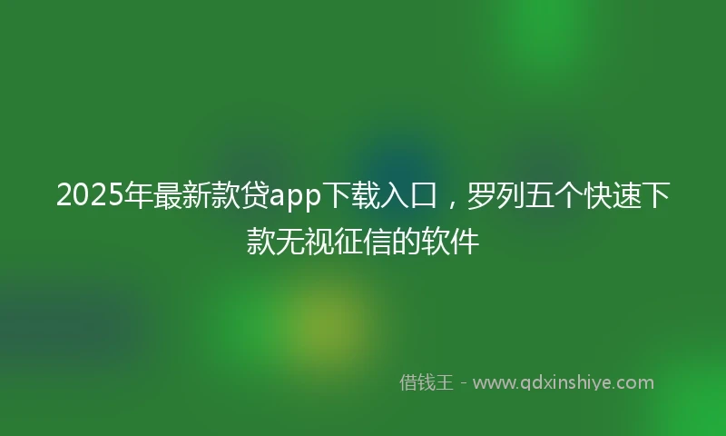 2025年最新款贷app下载入口，罗列五个快速下款无视征信的软件