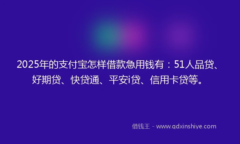2025年的支付宝怎样借款急用钱有：51人品贷、好期贷、快贷通、平安i贷、信用卡贷等。