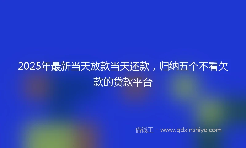 2025年最新当天放款当天还款,归纳五个不看欠款的贷款平台