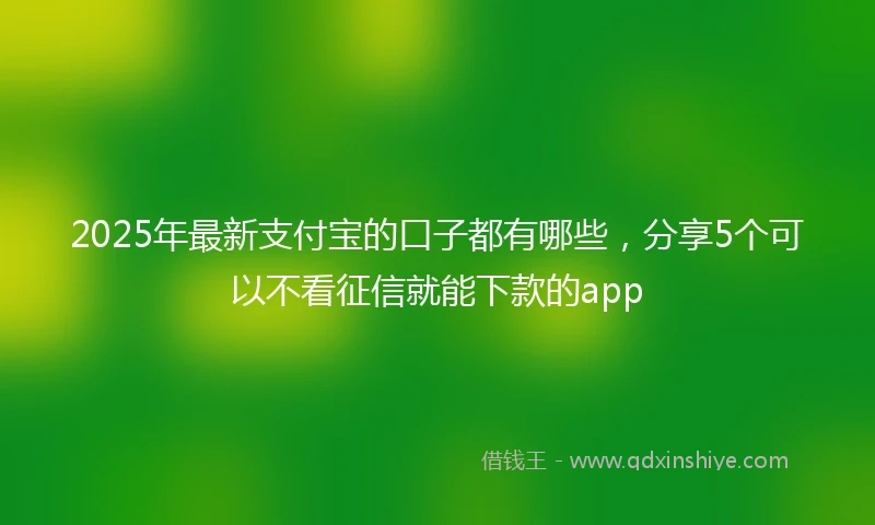 2025年最新支付宝的口子都有哪些，分享5个可以不看征信就能下款的app
