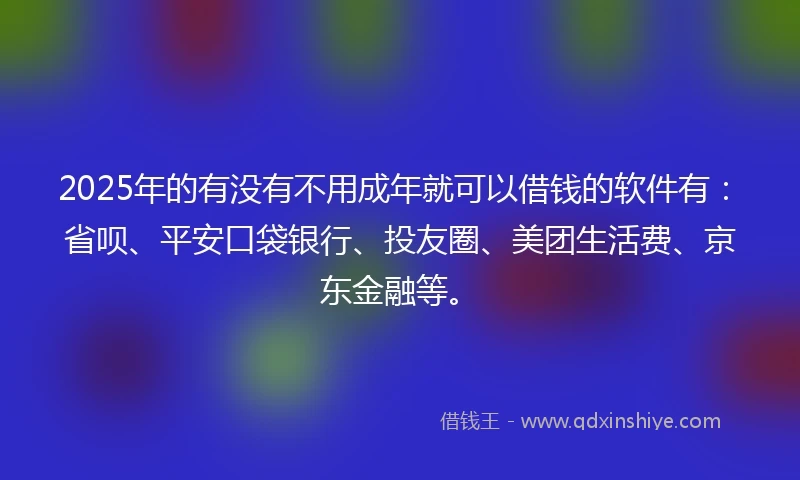 2025年的有没有不用成年就可以借钱的软件有：省呗、平安口袋银行、投友圈、美团生活费、京东金融等。
