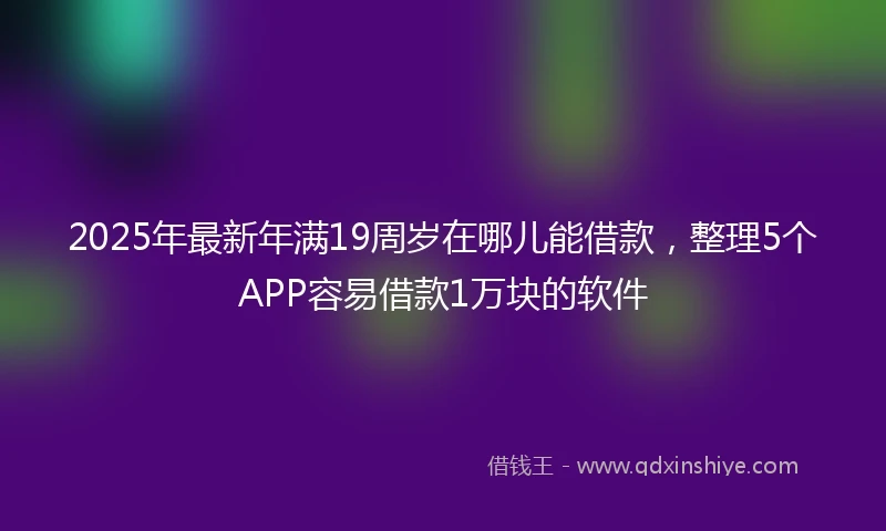 2025年最新年满19周岁在哪儿能借款，整理5个APP容易借款1万块的软件
