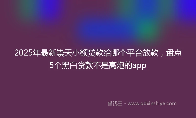 2025年最新崇天小额贷款给哪个平台放款，盘点5个黑白贷款不是高炮的app