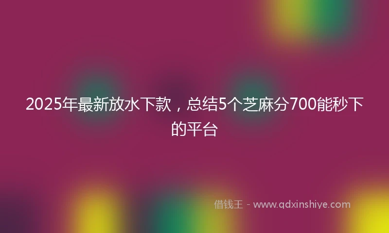 2025年最新放水下款，总结5个芝麻分700能秒下的平台