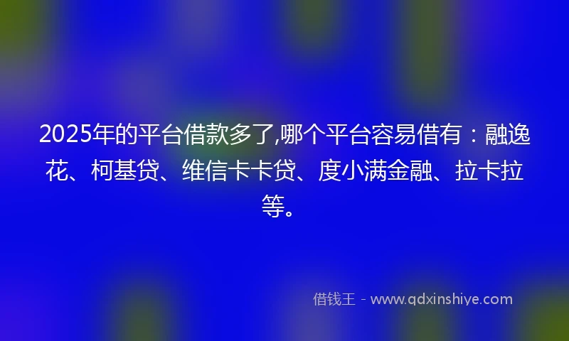 2025年的平台借款多了,哪个平台容易借有：融逸花、柯基贷、维信卡卡贷、度小满金融、拉卡拉等。