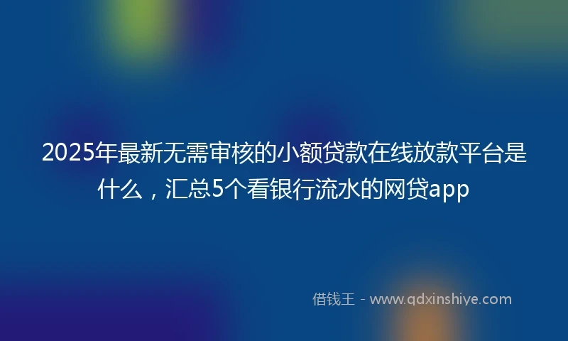 2025年最新无需审核的小额贷款在线放款平台是什么，汇总5个看银行流水的网贷app