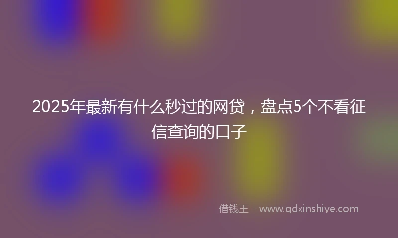 2025年最新有什么秒过的网贷，盘点5个不看征信查询的口子