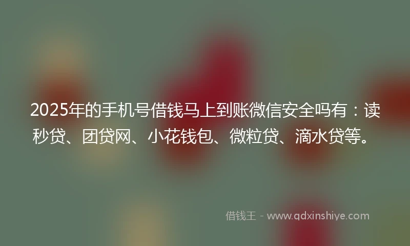 2025年的手机号借钱马上到账微信安全吗有：读秒贷、团贷网、小花钱包、微粒贷、滴水贷等。