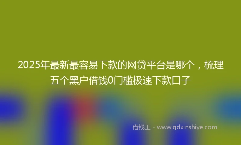 2025年最新最容易下款的网贷平台是哪个，梳理五个黑户借钱0门槛极速下款口子