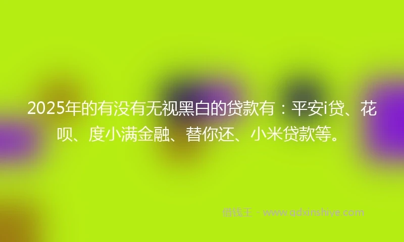 2025年的有没有无视黑白的贷款有:平安i贷、花呗、度小满金融、替你还、小米贷款等。