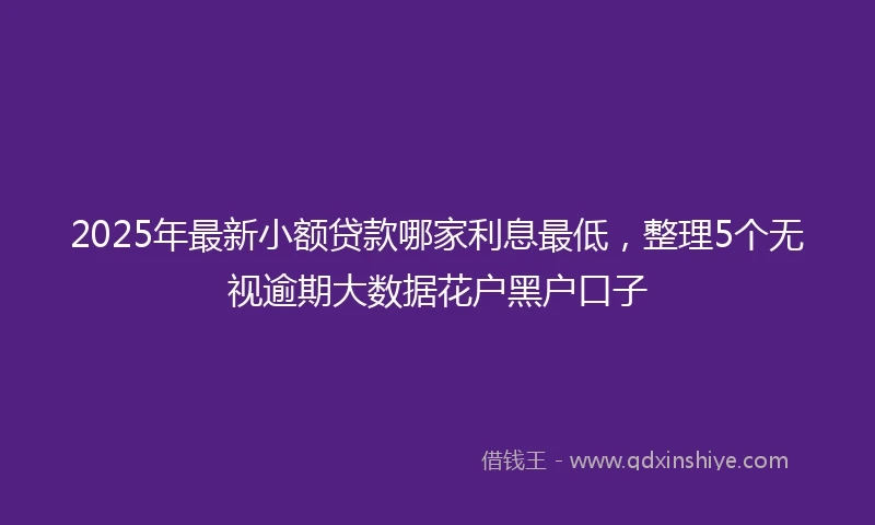 2025年最新小额贷款哪家利息最低，整理5个无视逾期大数据花户黑户口子