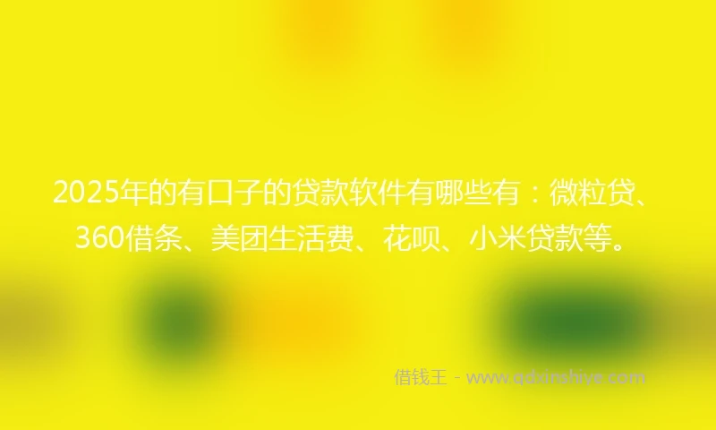 2025年的有口子的贷款软件有哪些有：微粒贷、360借条、美团生活费、花呗、小米贷款等。
