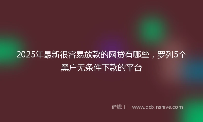 2025年最新很容易放款的网贷有哪些，罗列5个黑户无条件下款的平台