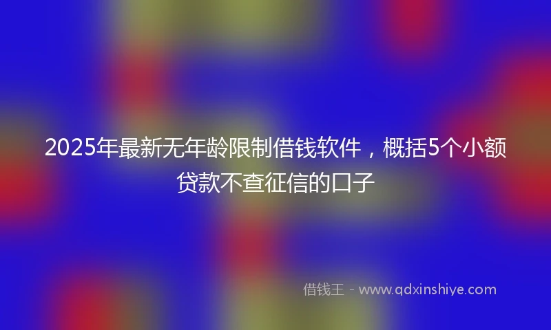 2025年最新无年龄限制借钱软件，概括5个小额贷款不查征信的口子