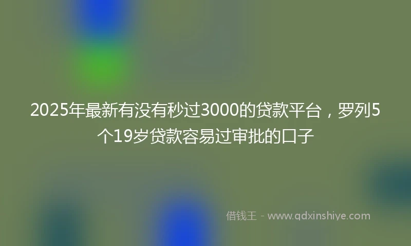 2025年最新有没有秒过3000的贷款平台，罗列5个19岁贷款容易过审批的口子