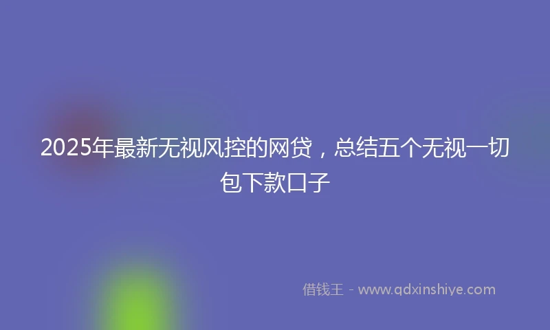 2025年最新无视风控的网贷，总结五个无视一切包下款口子