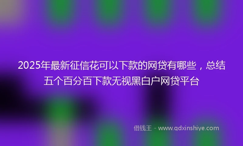 2025年最新征信花可以下款的网贷有哪些，总结五个百分百下款无视黑白户网贷平台