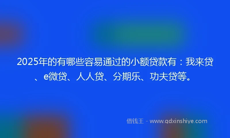 2025年的有哪些容易通过的小额贷款有：我来贷、e微贷、人人贷、分期乐、功夫贷等。