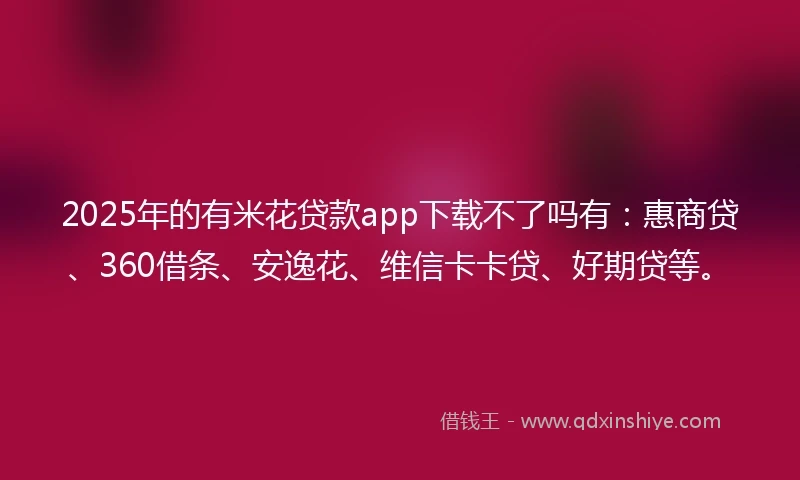 2025年的有米花贷款app下载不了吗有：惠商贷、360借条、安逸花、维信卡卡贷、好期贷等。
