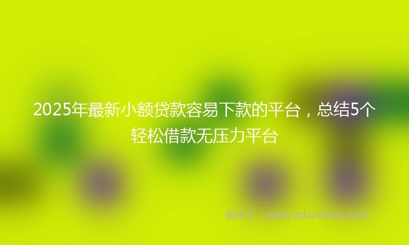 2025年最新小额贷款容易下款的平台，总结5个轻松借款无压力平台