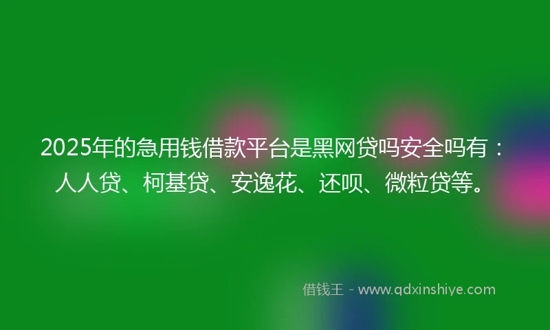 2025年的急用钱借款平台是黑网贷吗安全吗有：人人贷、柯基贷、安逸花、还呗、微粒贷等。